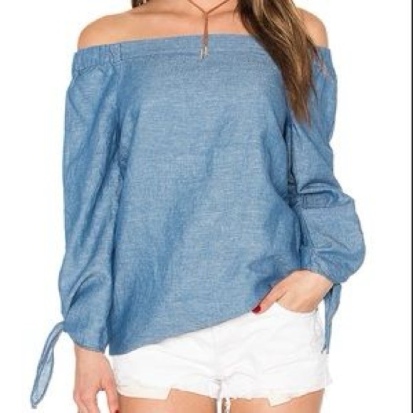 Tops - Free People Show Some Shoulder Chambray linen Blend